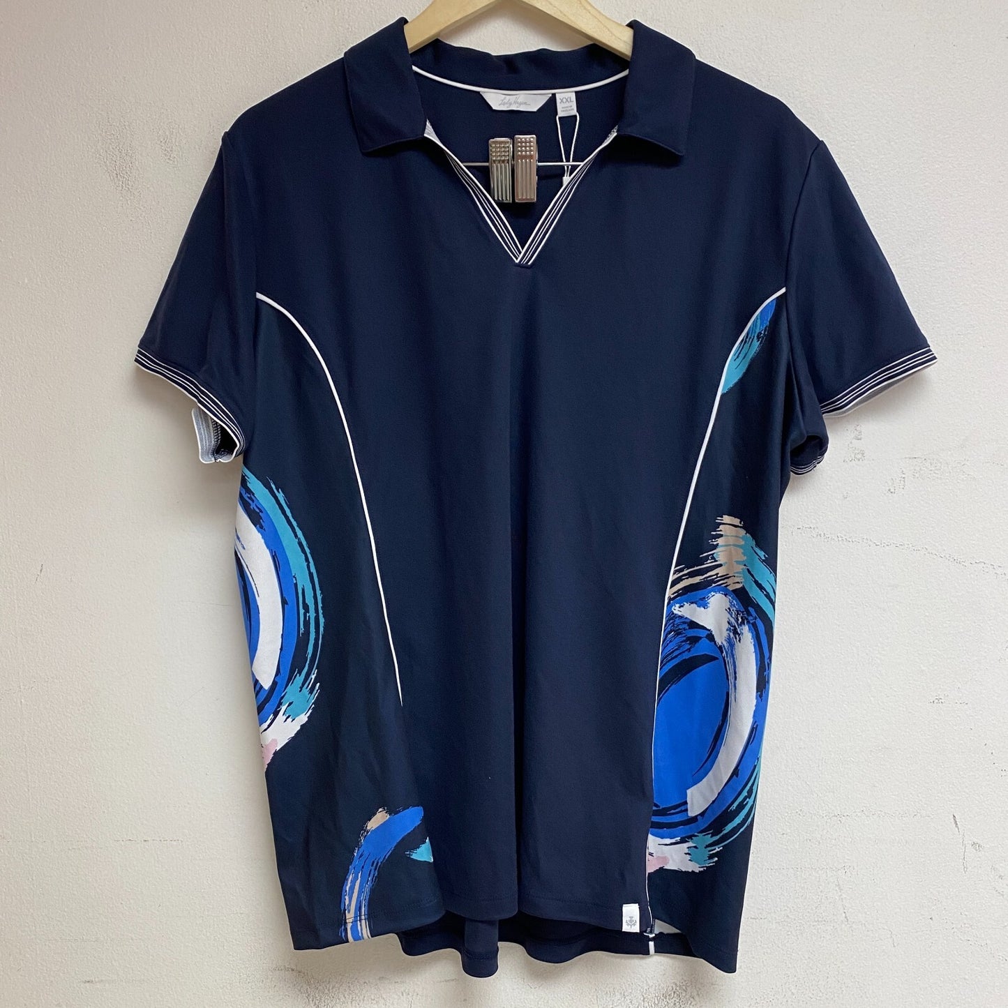 Lady Hagen Women's Polyester Short Sleeve Polo Navy Blazer/ White WGH11472 New