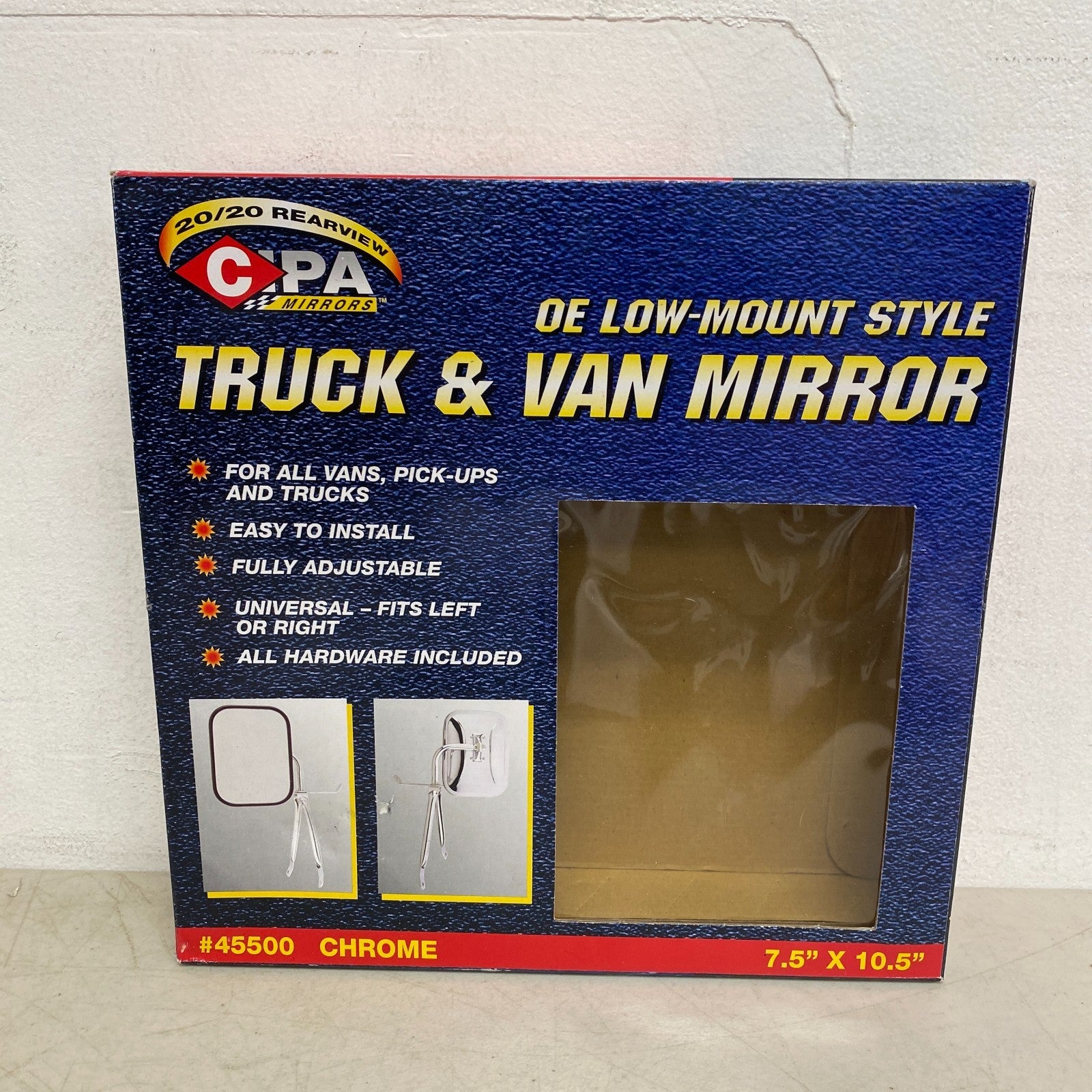CIPA OE-Style Low-Mount Chrome Side View Mirror for Universal Truck / Van