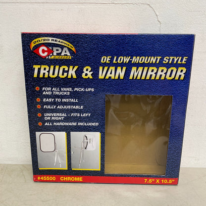 CIPA OE-Style Low-Mount Chrome Side View Mirror for Universal Truck / Van