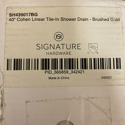 Signature Hardware 40" Cohen Linear Tile-in Shower Drain - Brushed Gold