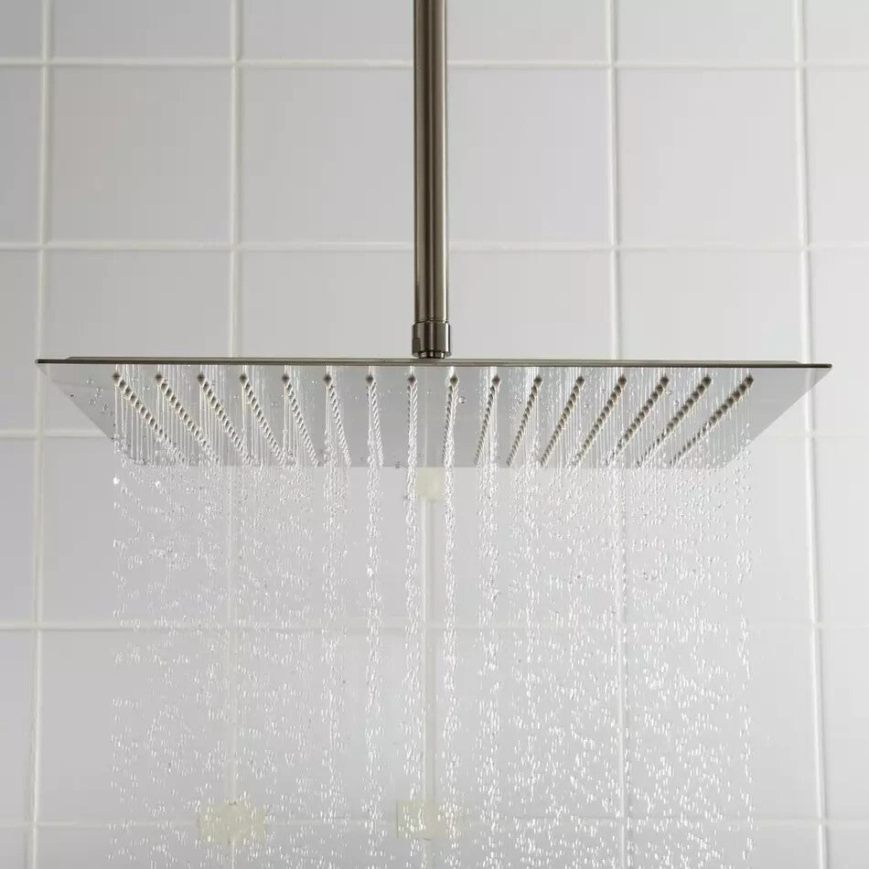 Signature Hardware 12" BEVELED SQUARE RAINFALL SHOWER HEAD-CHROME