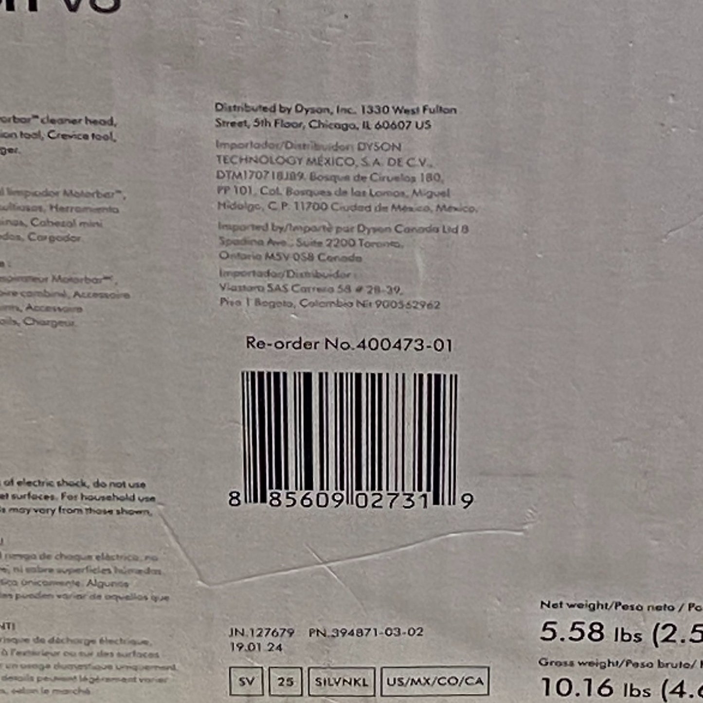 Dyson V8 Cordless Stick Vacuum Cleaner for Pet Hair Silver/Nickel 400473‑01 NEW