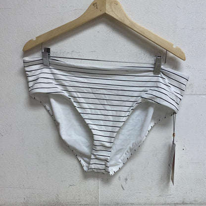 Calia Women's Swim Mid Rise Wide Band Bottom Stripe White WSA20406PRTX