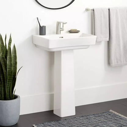 Signature Hardware Pentero 23″ x 18″ Fireclay Pedestal Sink White SHPE348WH