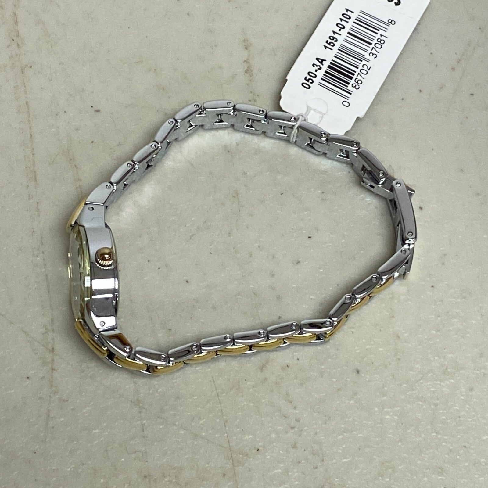 Armitron Watch Women Gold Silver Two Tone Faceted Bezel New Battery 6.5" J1134