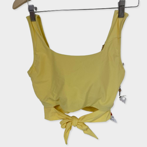 Calia Womenâs Long Line Bikini Top Golden Wheat Adjustable Swimwear WSA22211D