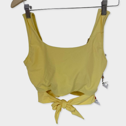 Calia Womenâs Long Line Bikini Top Golden Wheat Adjustable Swimwear WSA22211D