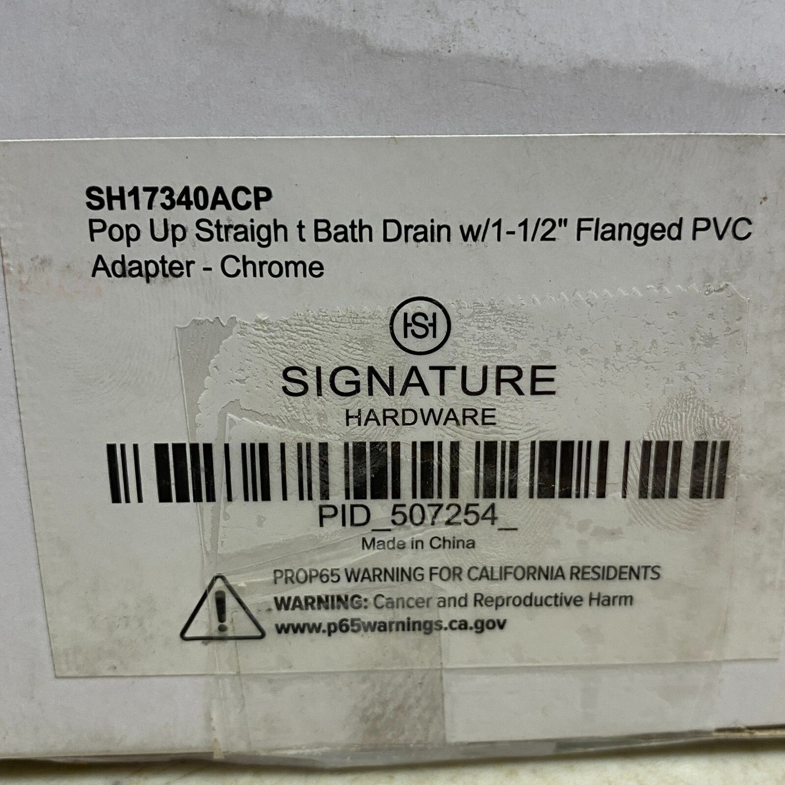 Signature Hardware POP UP STRAIGHT BATH DRAIN WITH 1-1/2" FLANGED PVC ADAPTER-C,