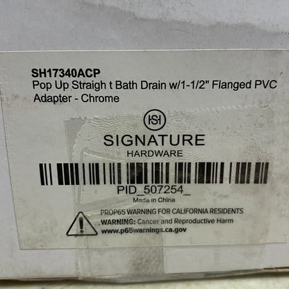 Signature Hardware POP UP STRAIGHT BATH DRAIN WITH 1-1/2" FLANGED PVC ADAPTER-C,