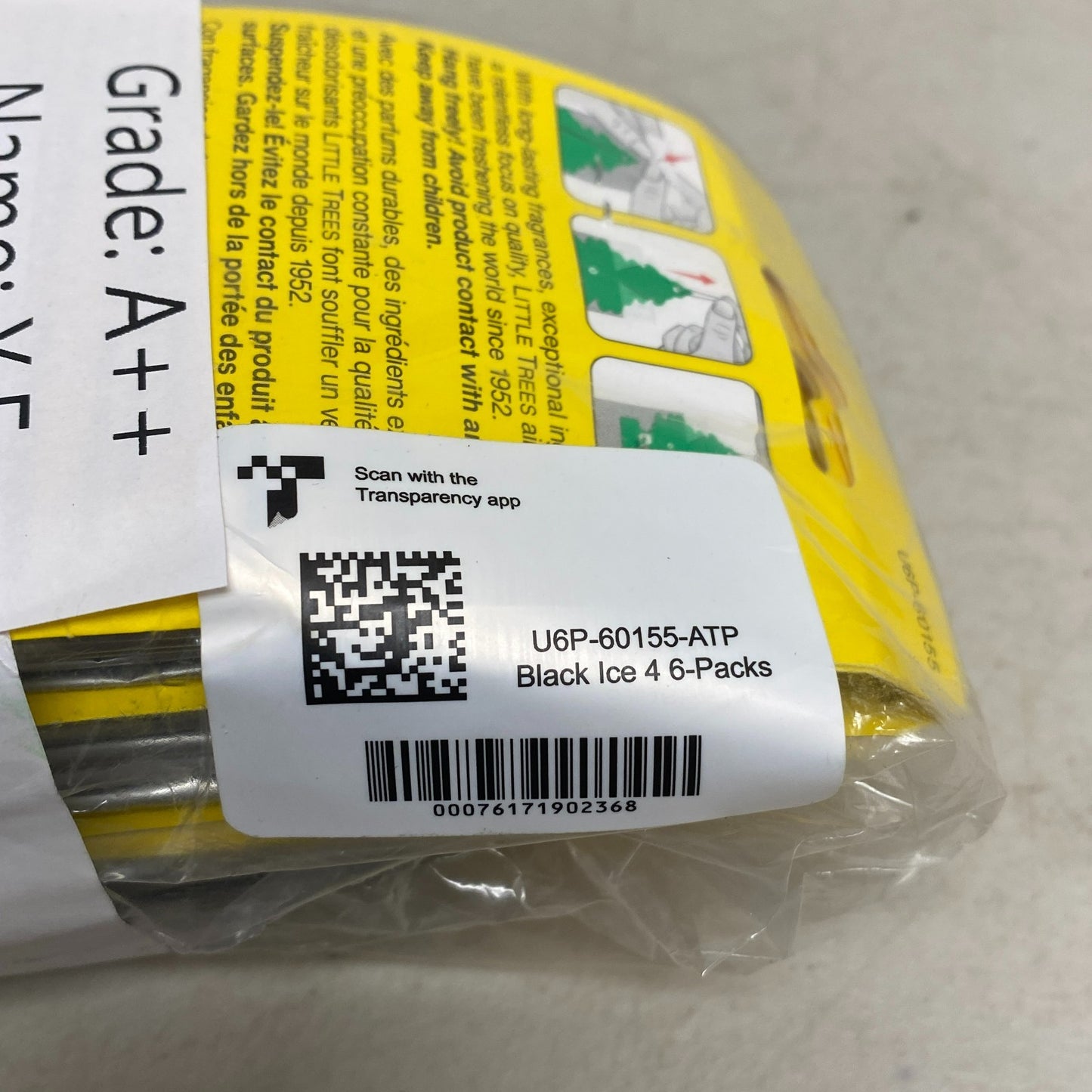 Little Trees Black Ice Hanging Car Air Freshener 6 Pack Set of 4 Long Lasting