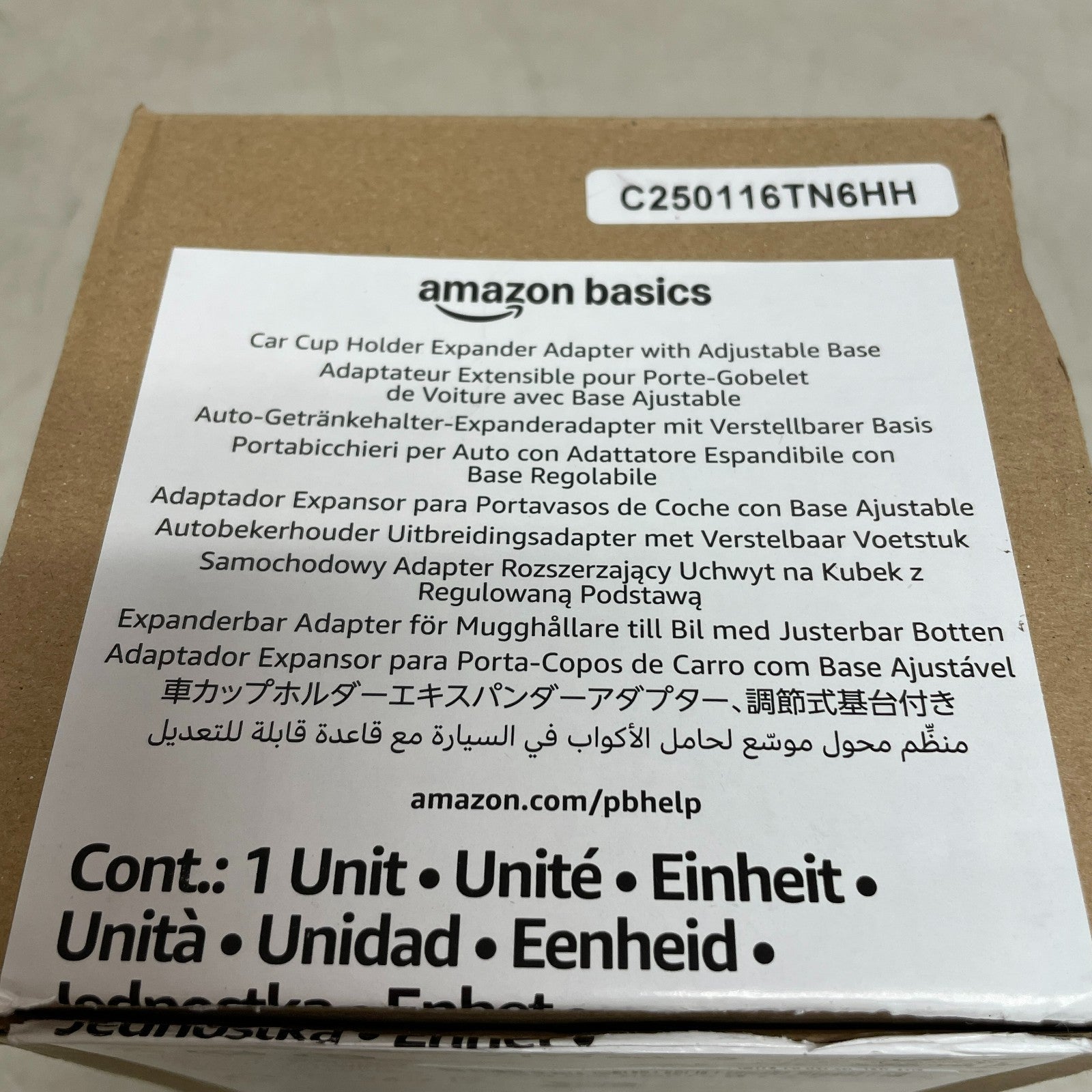 Amazon Basics Black Adjustable Car Cup Holder Expander for Large Bottles