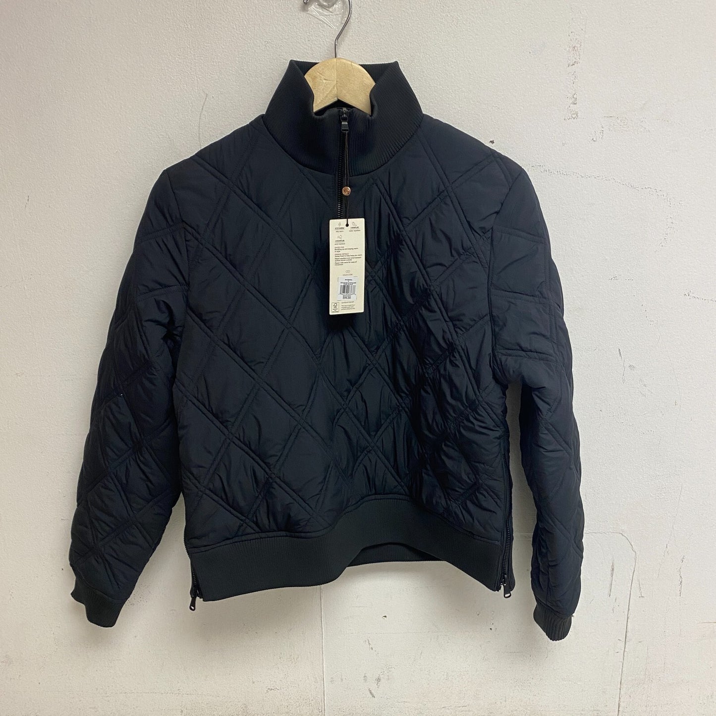 Calia Women's Outwear Quilted 1/2 Zip Pullover Jacket Pure Black WAX33055 New!