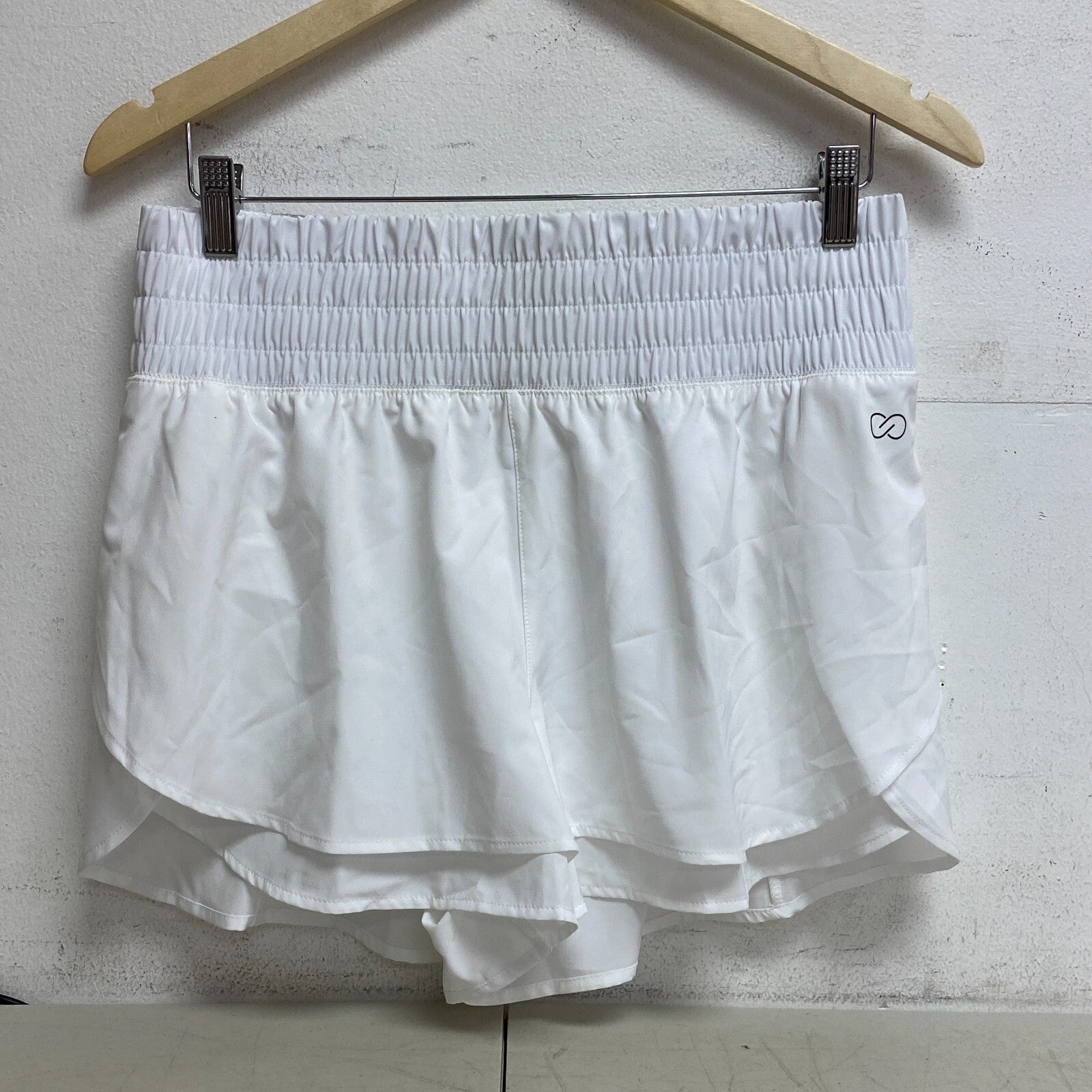 Calia Woven High Rise Petal Hem Step Up Short Pure White WAX12259PRT BRAND NEW
