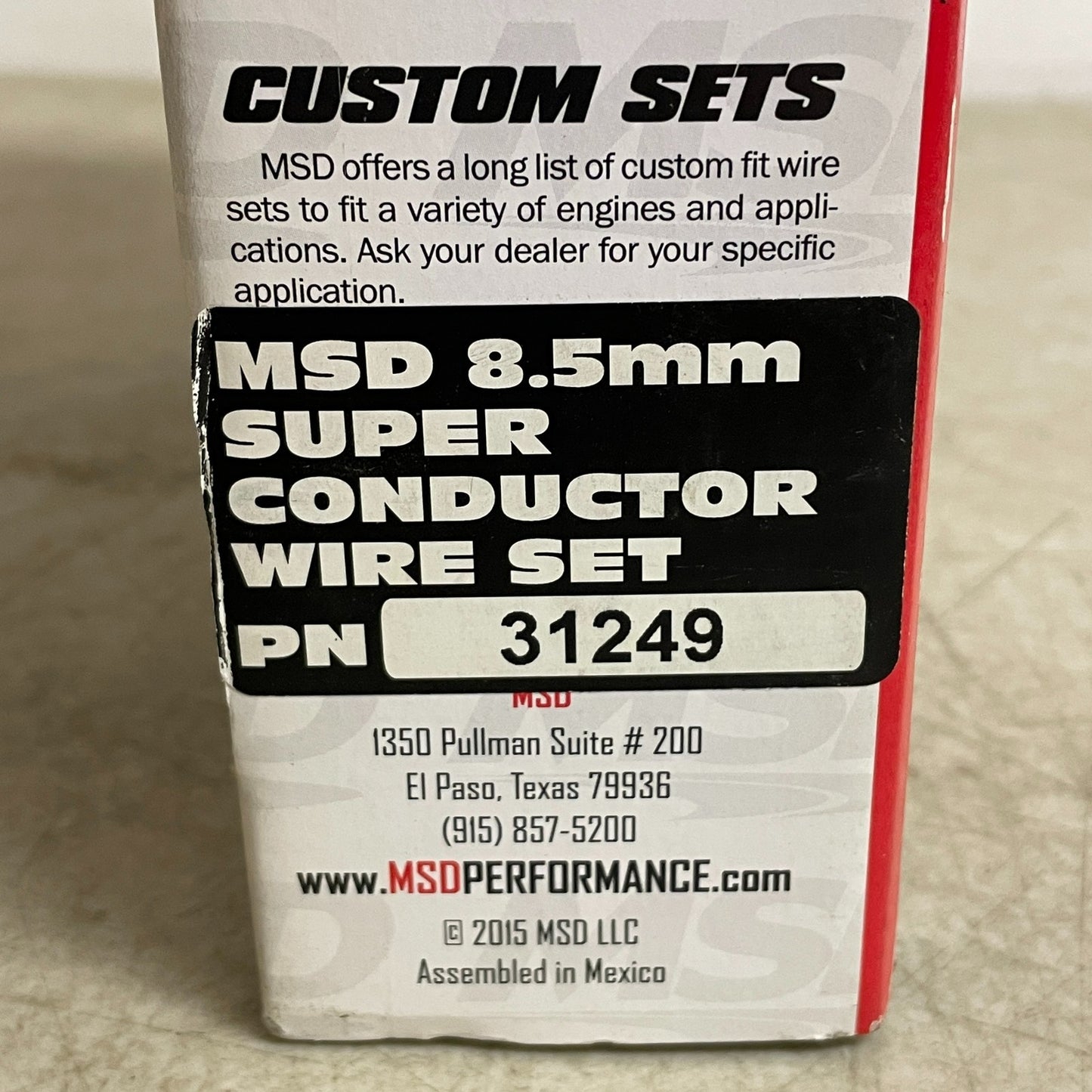 MSD Race-Tailored 8.5 mm Super Conductor Spark Plug Wire Set SBC 31249