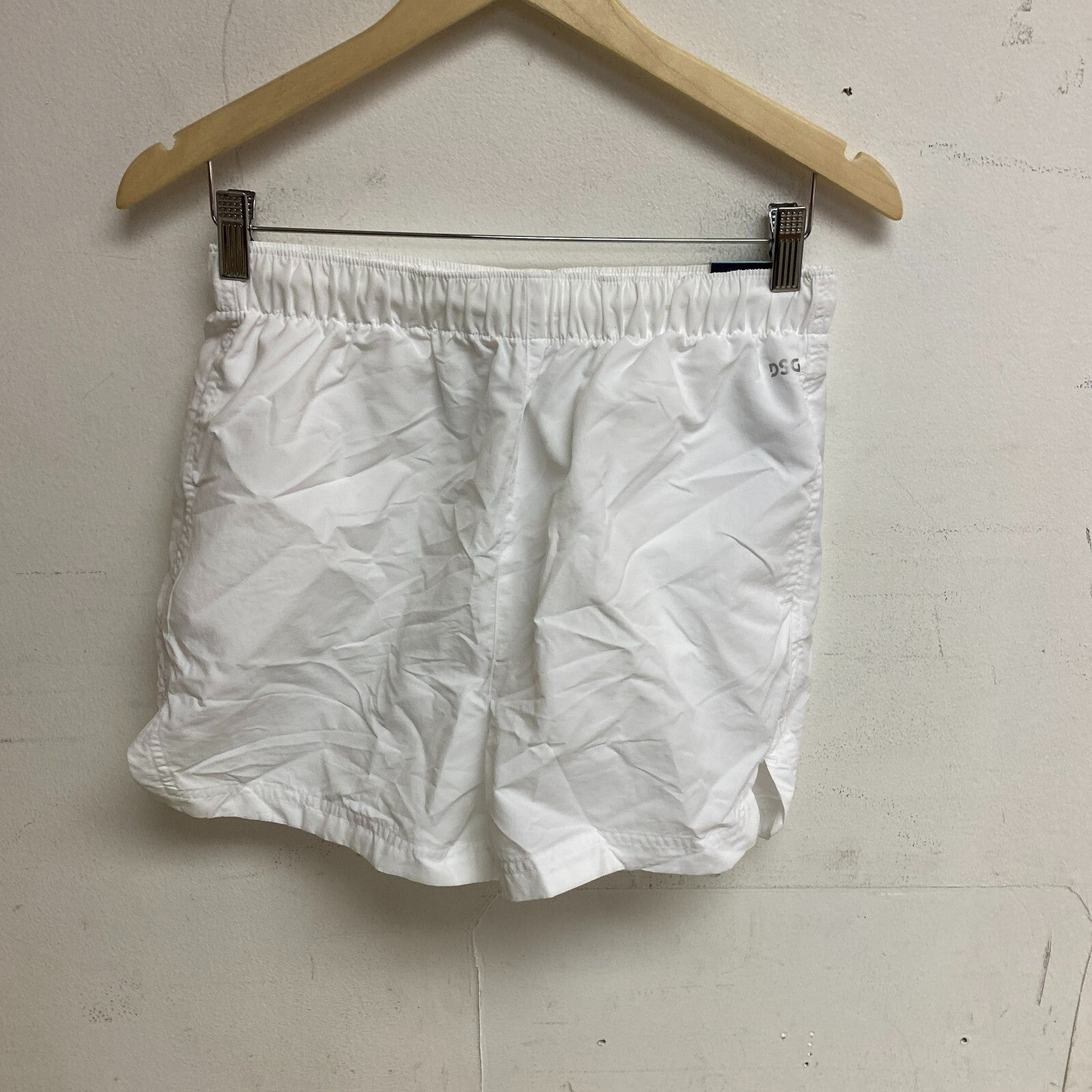 DSG Women's Notched Woven Shorts Pure White Solid  DAW13108