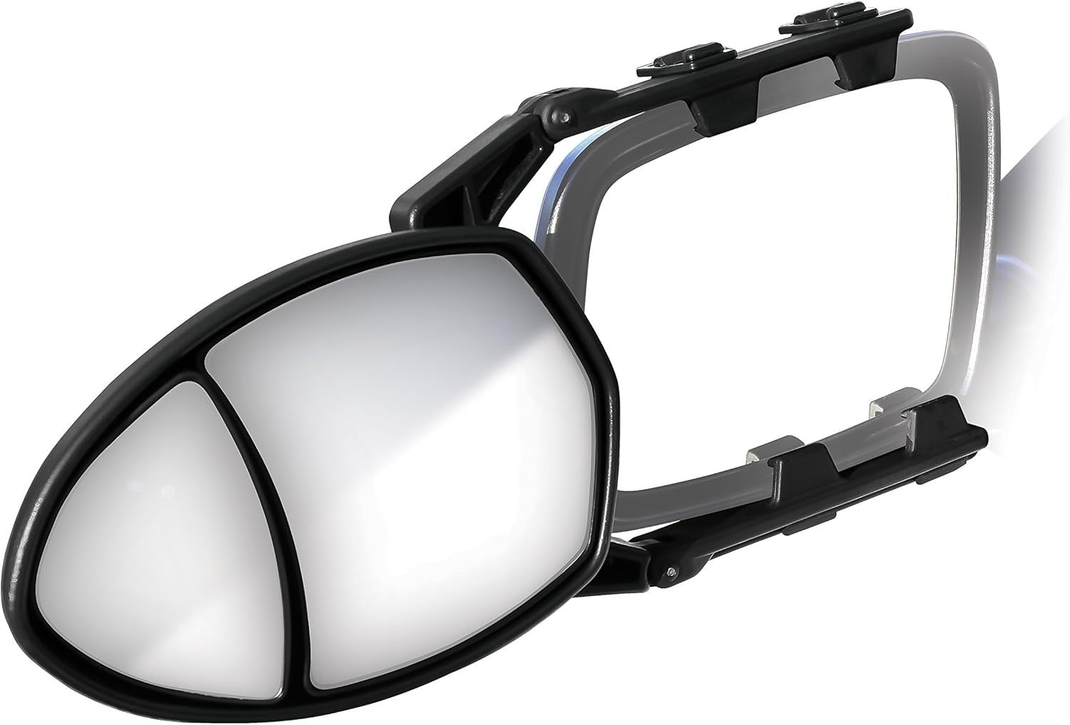 Camco 25653 Clamp-On Dual View Towing Mirror Black Adjustable & Aerodynamic