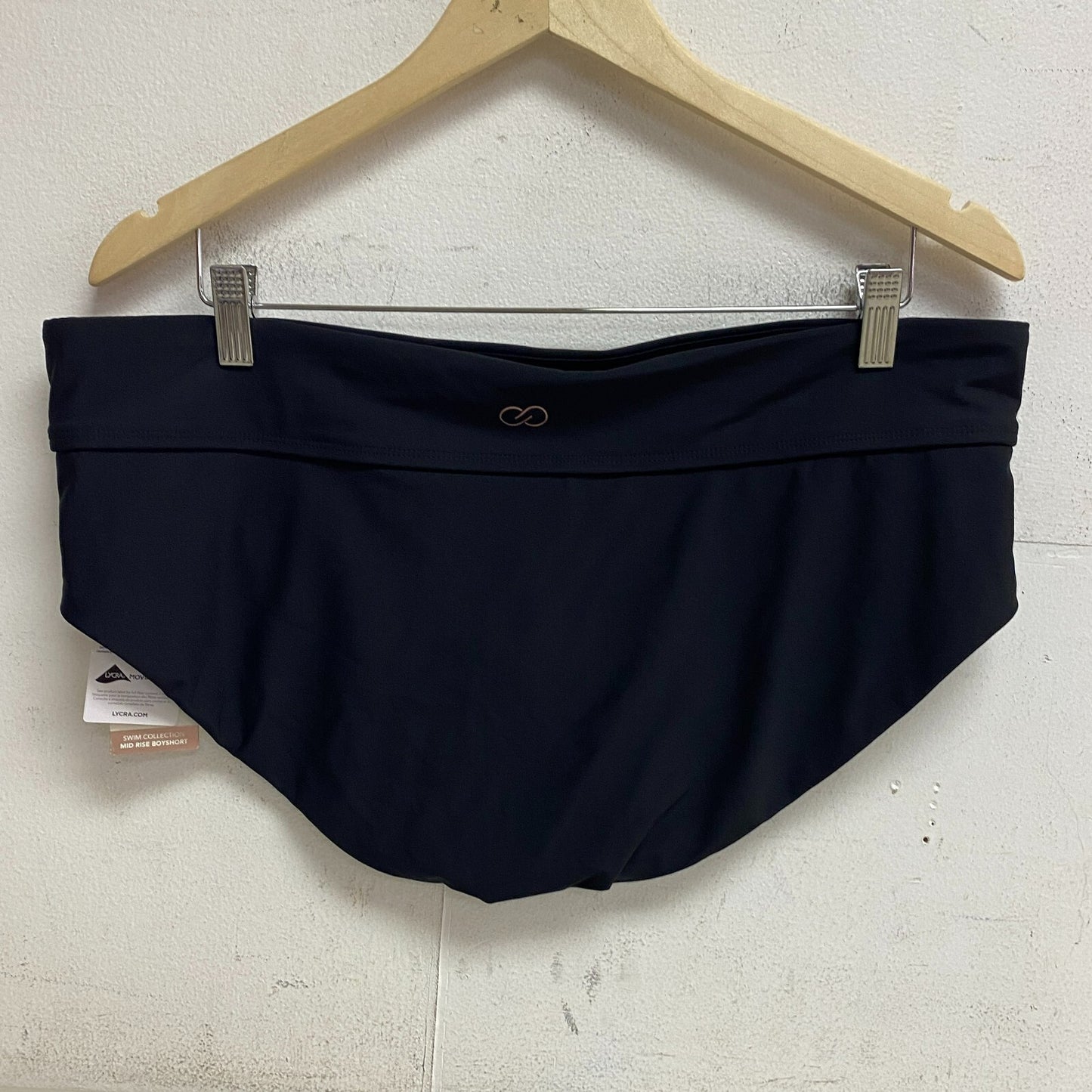 Calia Womens Weave mid rise Boy Short Pure Black swim Solid Trendy WSA20401