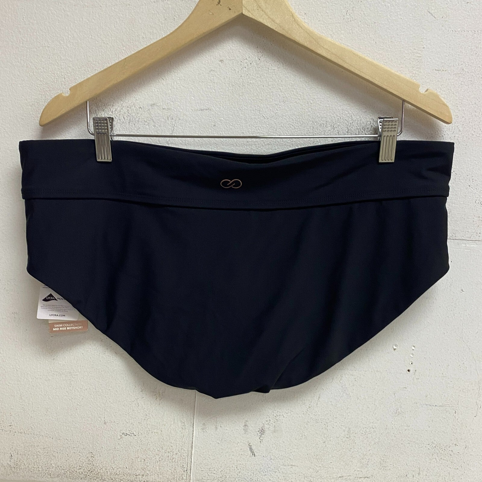 Calia Womens Weave mid rise Boy Short Pure Black swim Solid Trendy WSA20401