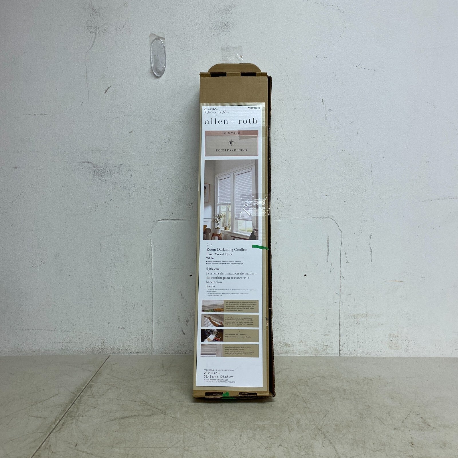 Allen+Roth 2in Room Darkening Cordless Faux Wood Blind White 23in X 42in