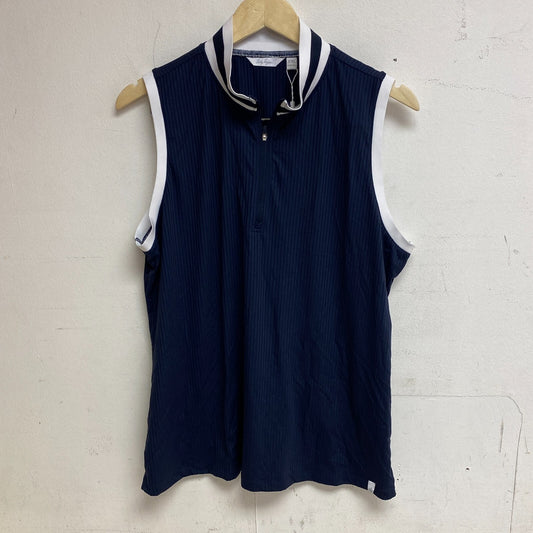 Lady Hagen Women's Smart Sleeveless Striped Polo Navy Blazer /White WGH11469 New