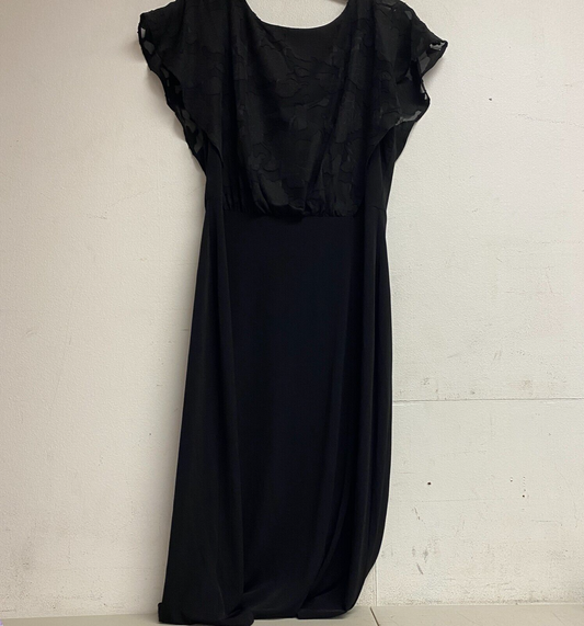 Connected Apparel Women's Faux Wrap Floral Formal Lace Dress Size 10 Color Black