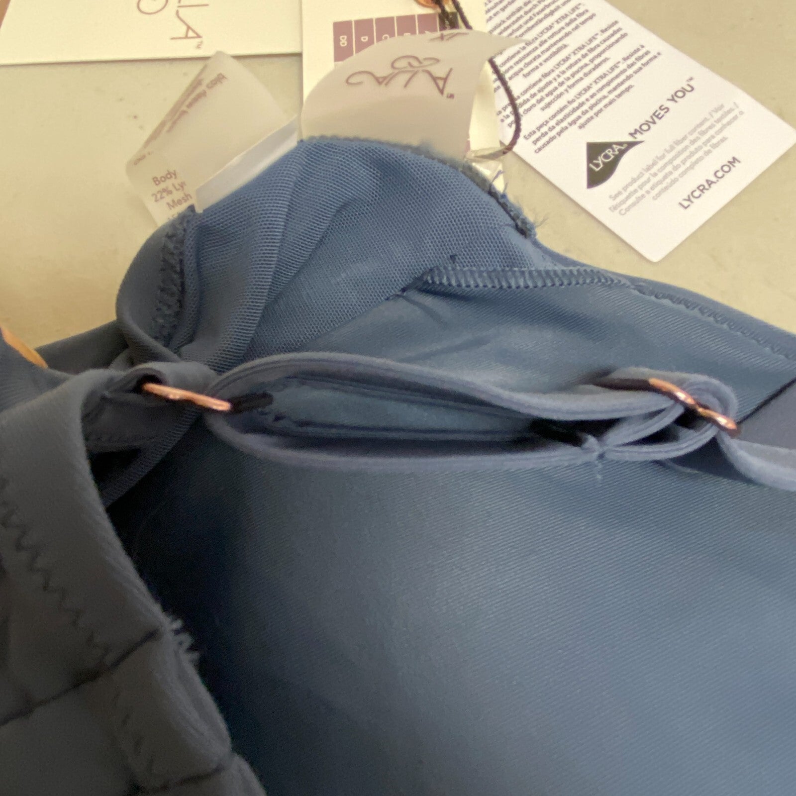 Calia Women's Swim Collection Low Support Tie Front Bikini Top Ardosia Slate New