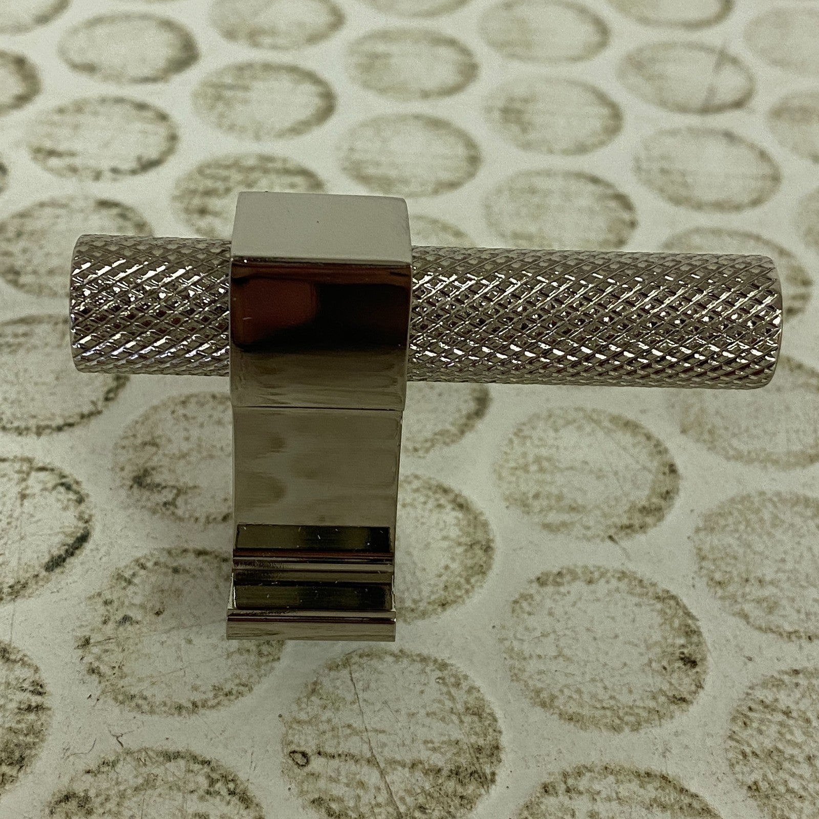 Signature Hardware Andrex Knurled Offset Cabinet Knob Polished Nickel