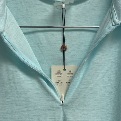 Calia Womens on Par Sleevless Polo Taffy Blue Solid Summer Zip polo WCG11000S22