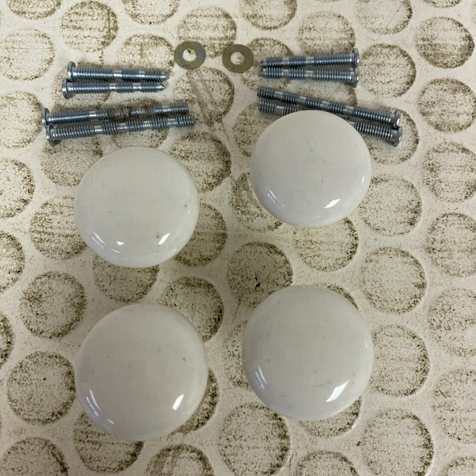 Assorted 4 Pack of Cabinet Knobs Porcelain White with Gold Accents