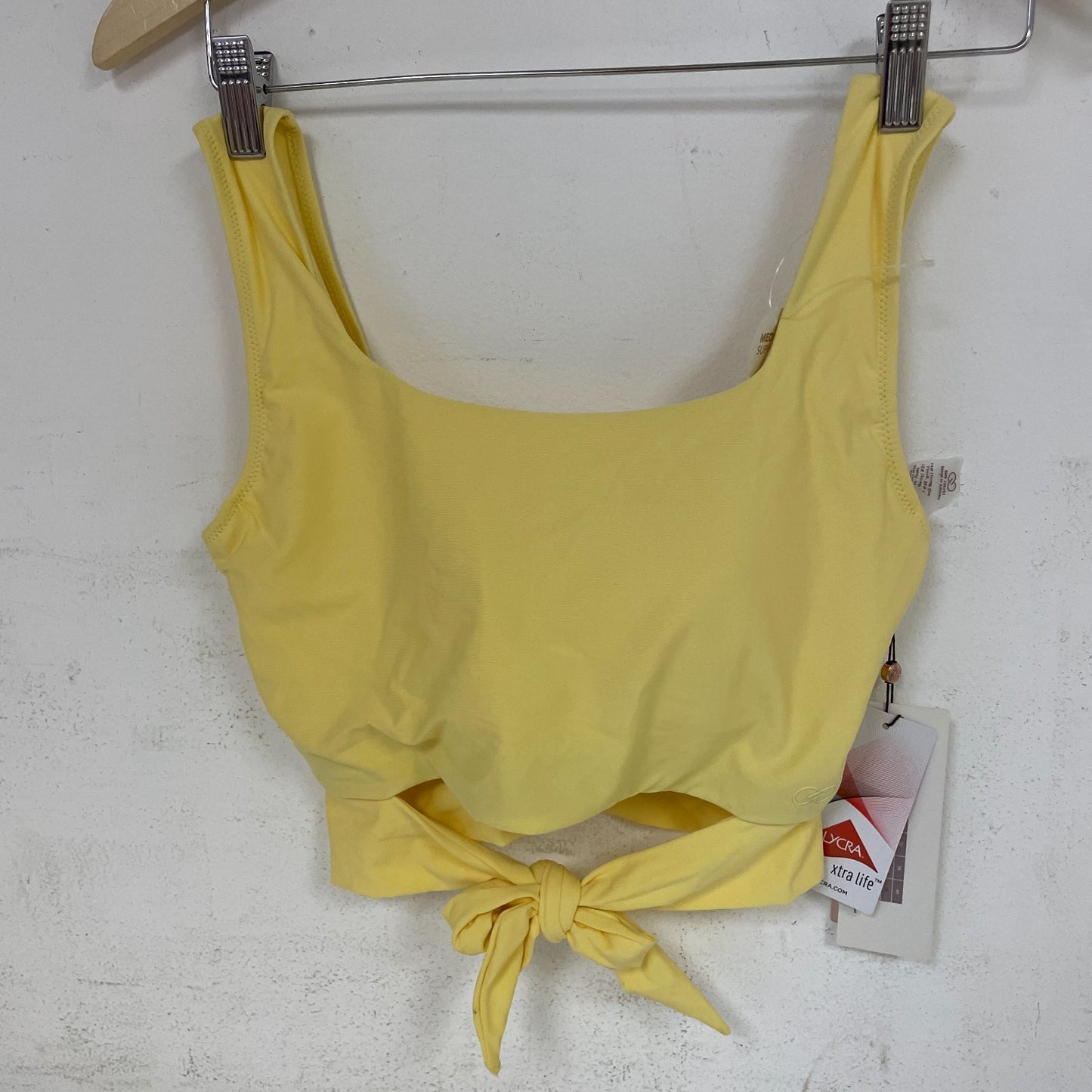 Calia Womenâs Long Line Bikini Top Golden Wheat Adjustable Swimwear WSA22211D