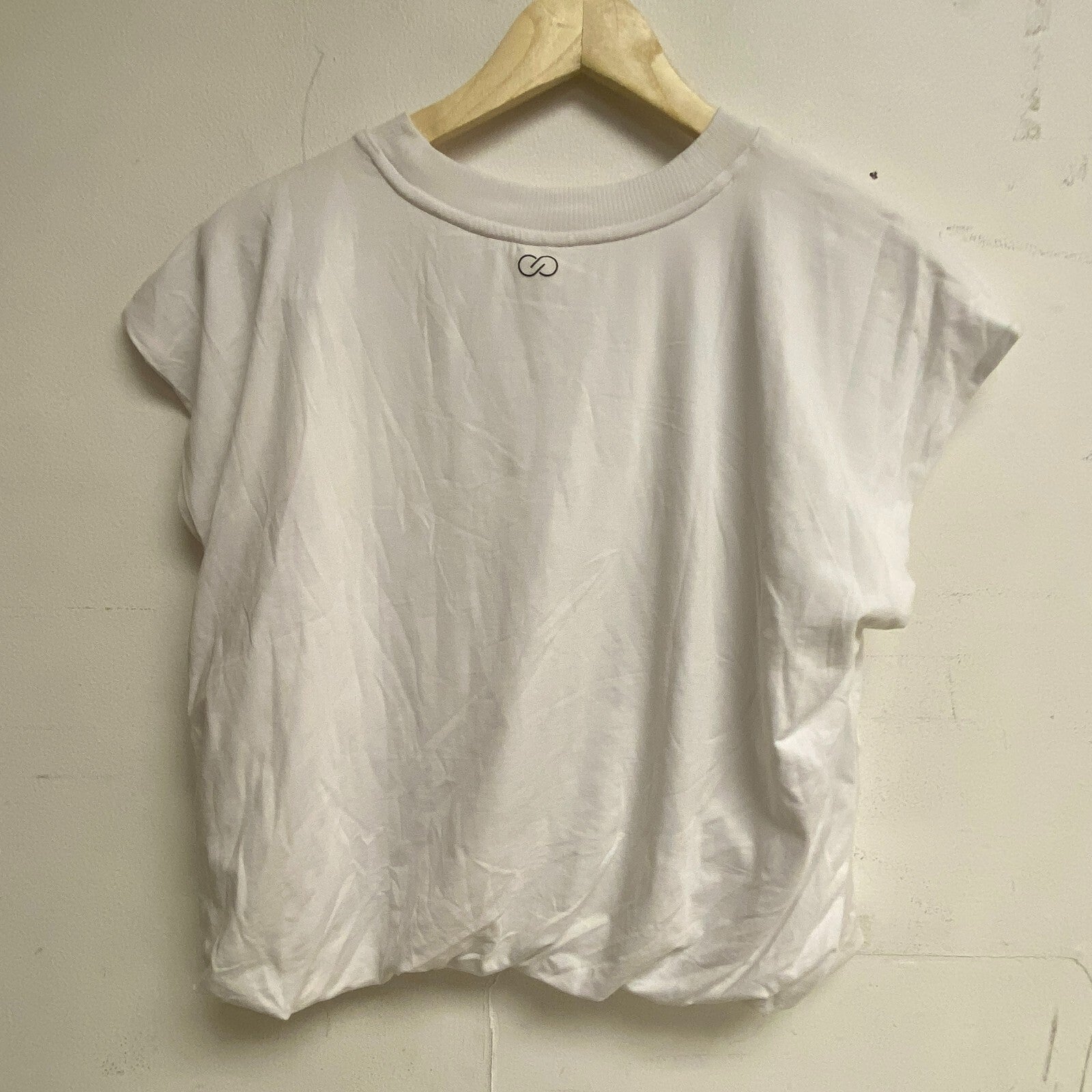 Calia Womens Everyday Twist Crop Tee Pure White Short Sleeve Solid WAX11216