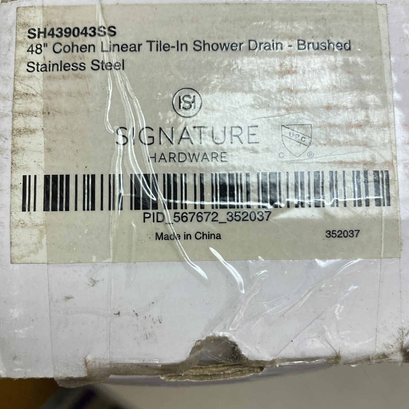Signature Hardware 48" Cohen Linear Tile-In Shower Drain - Brushed Stainless S.