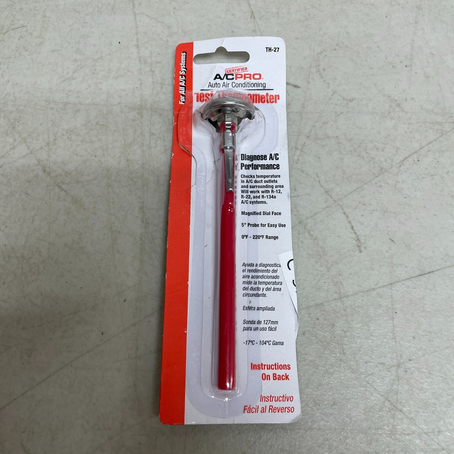 Interdynamics Certified A/C Pro Car AC Test Thermometer with Holder & Clip