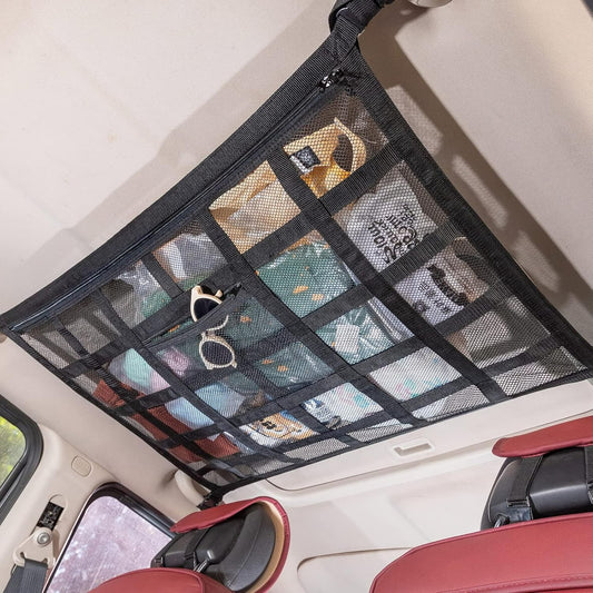 SUV Car Ceiling Cargo Net Double-Layer Mesh Roof Storage Organizer 35.4"x23.6"