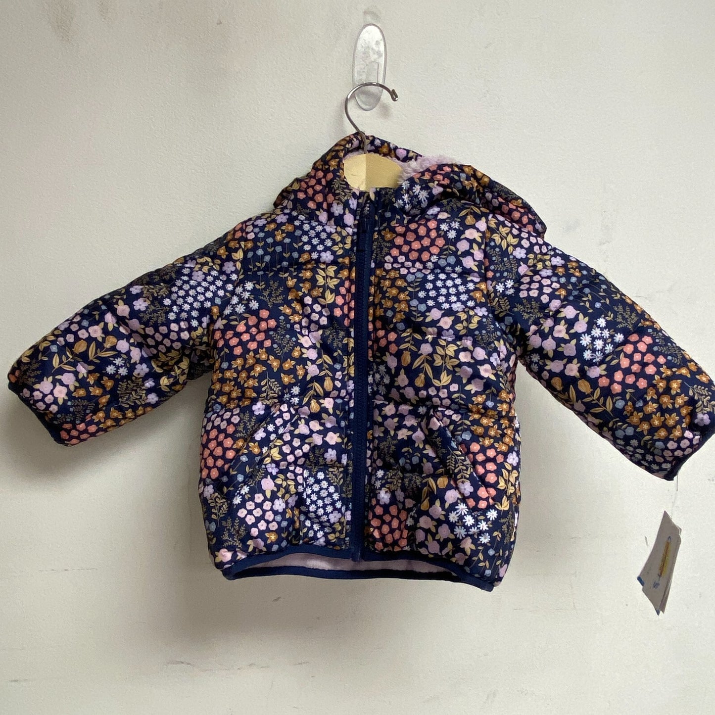 CARTER'S Girl Toddler Floral Packable Puffer Jacket Full Zip Hooded Size 18M NWT