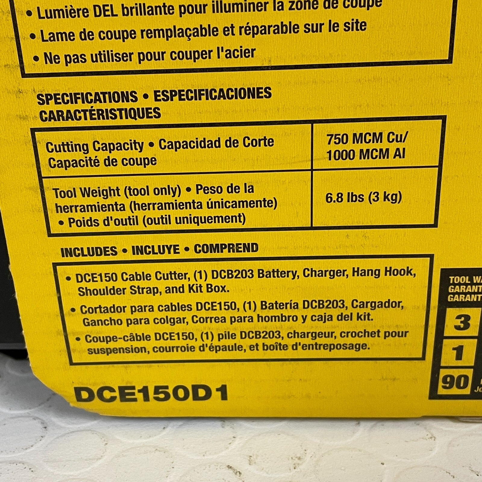 DeWALT DCE150D1 20V MAX Heavy Duty Cordless LED Cable Cutting Tool Kit