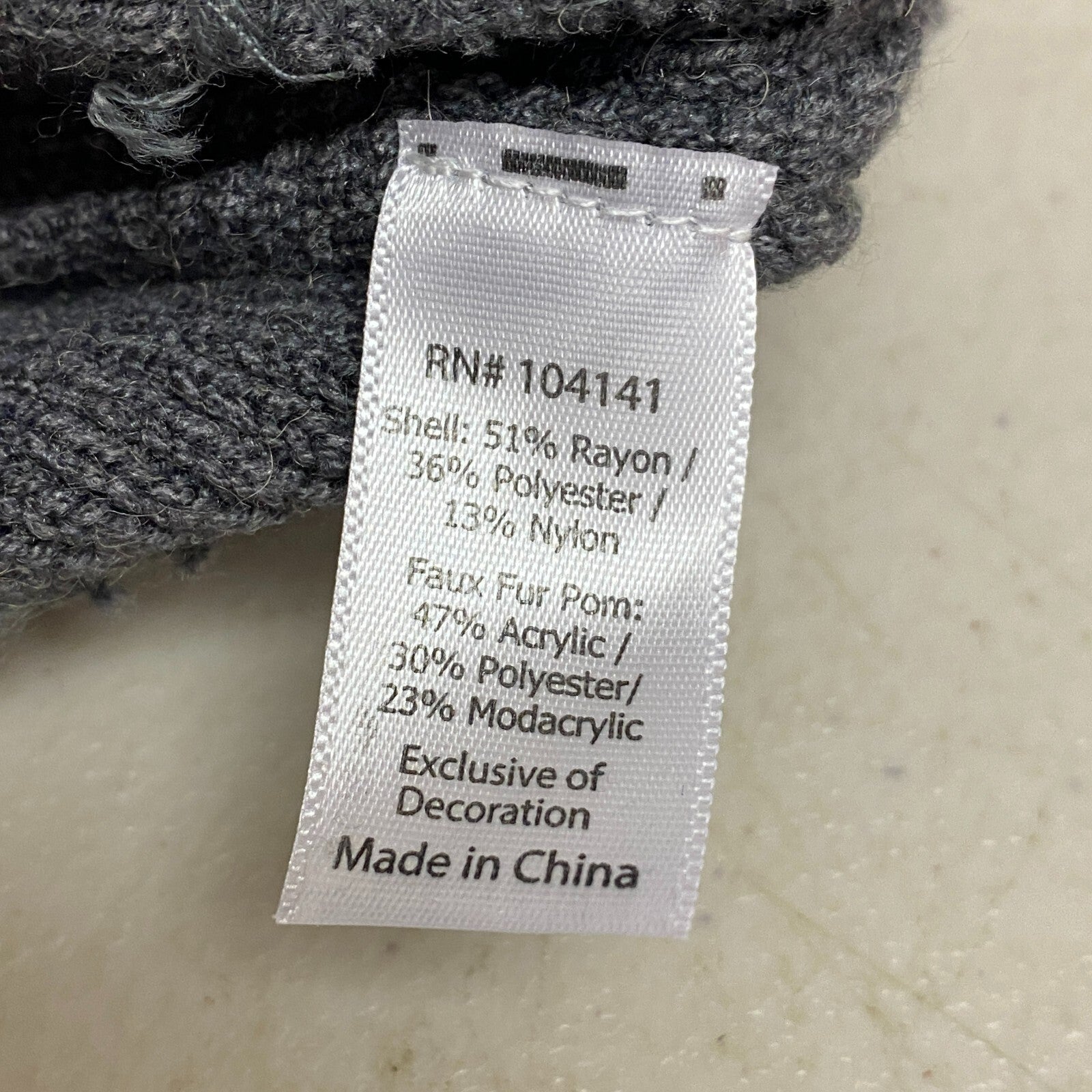 Calia Womens Slouch Beanie W/ Faux Fur Pom Beanie Heather NWT Grey CAC2202