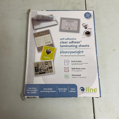 C‑Line Cleer Adheer 9″×12″ Self‑Adhesive Laminating Film 50‑Pack