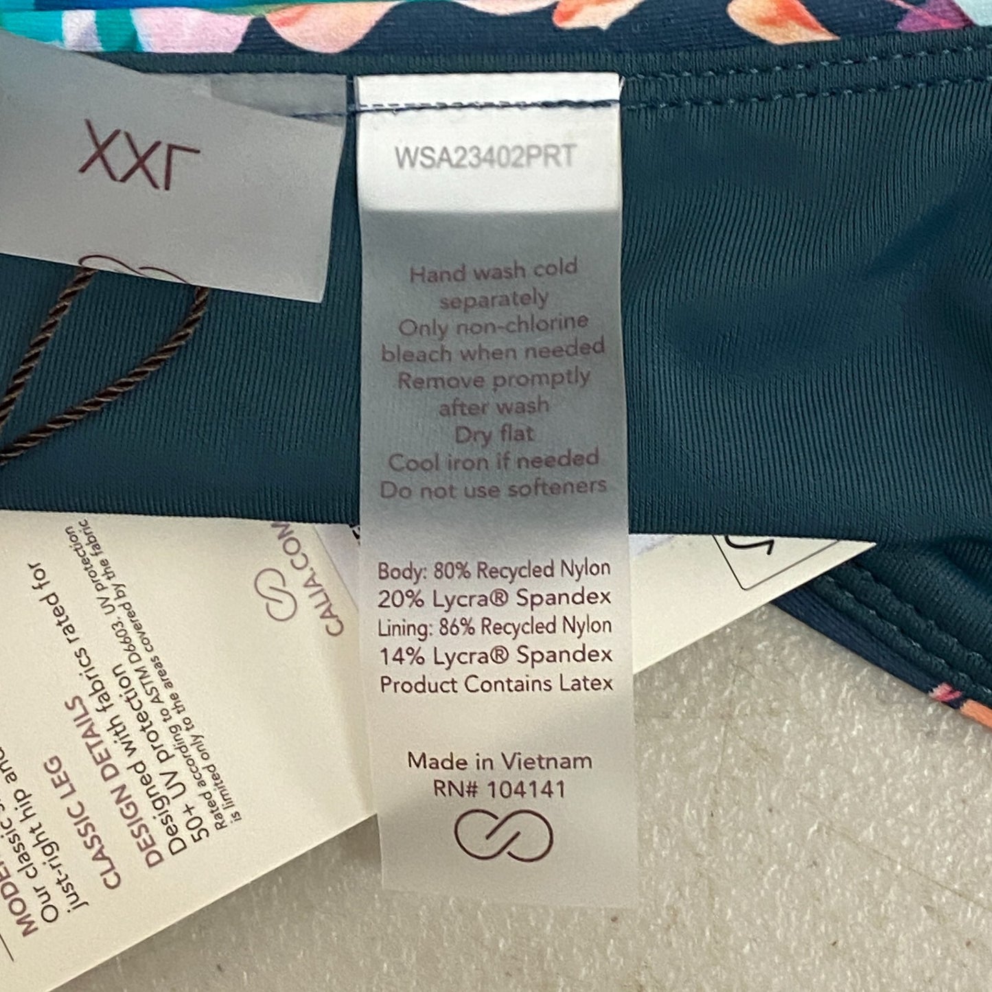 Calia Women's Swim Adjustable Rise Bikini Ruched Side Floral Bottom Aqua Multi