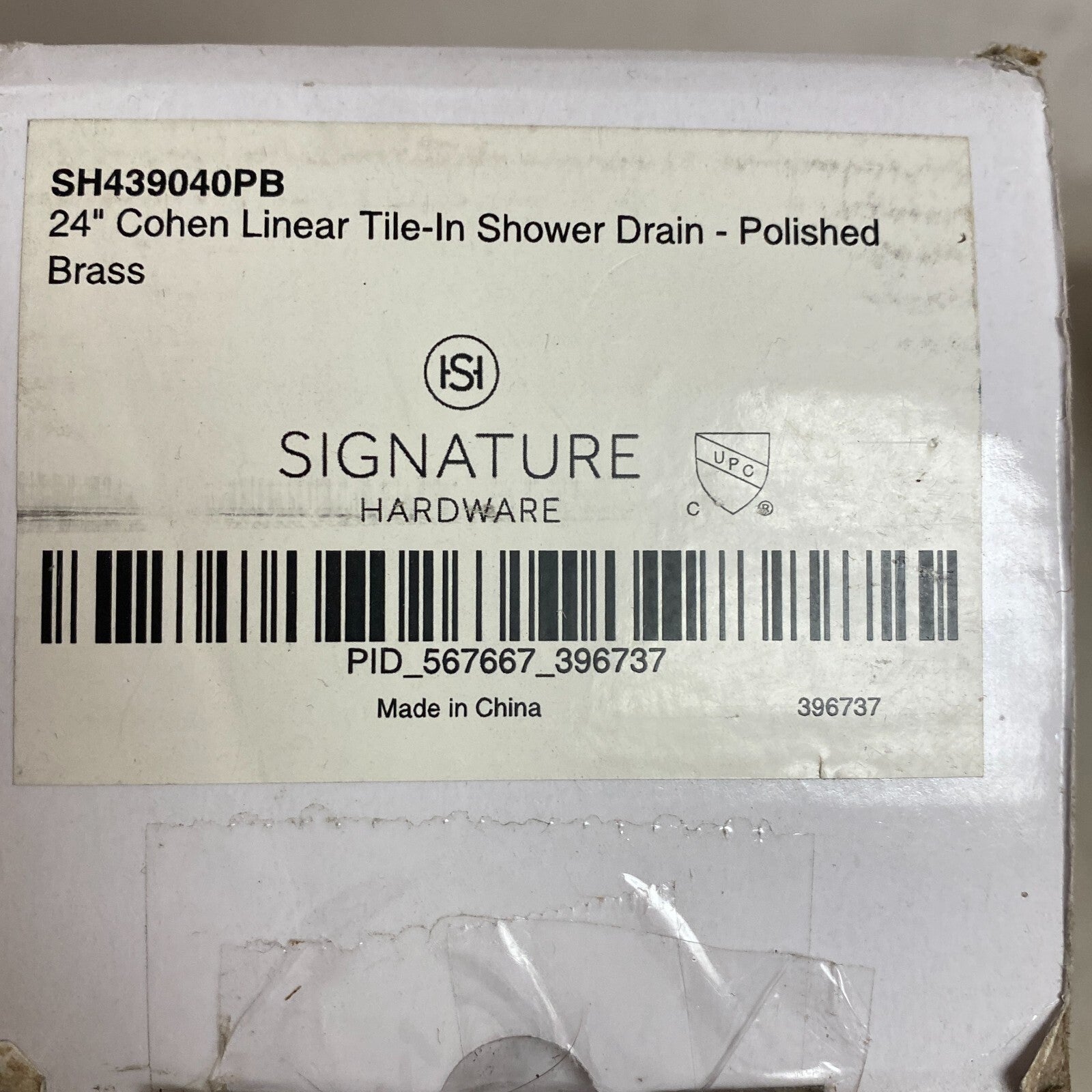 Signature Hardware 24" Cohen Linear Tile-In Shower Drain - Polished Brass