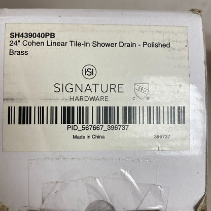 Signature Hardware 24" Cohen Linear Tile-In Shower Drain - Polished Brass