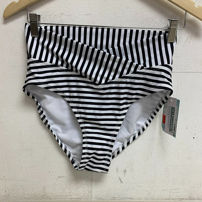 DSG Women's V High Waist Swim Bottoms Even Stripe Black/White DSW2804PRTZ