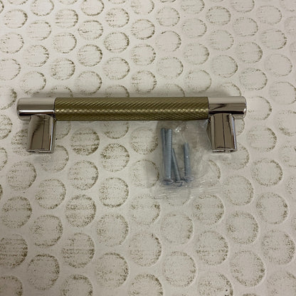 Amerock Esquire 5‑1/16″ Knurled Cabinet Pull Polished Nickel/Golden Champagne