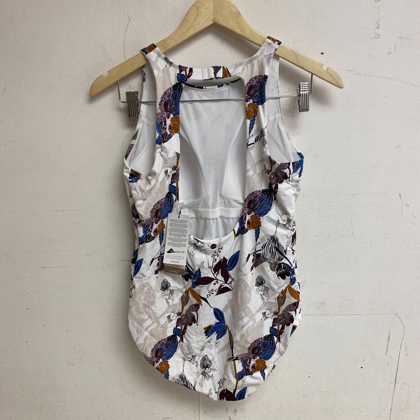 CALIA WOMENS OPEN BACK HIGH NECK ONE PIECE SWIMSUIT ISLAND BOTANICAL MUTLICOLOR