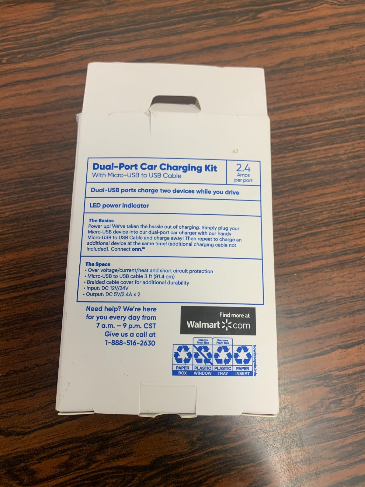 Connect onn Dual-Port Car Charging Kit With Micro-USB to USB Cable 2.4 Amps/Port