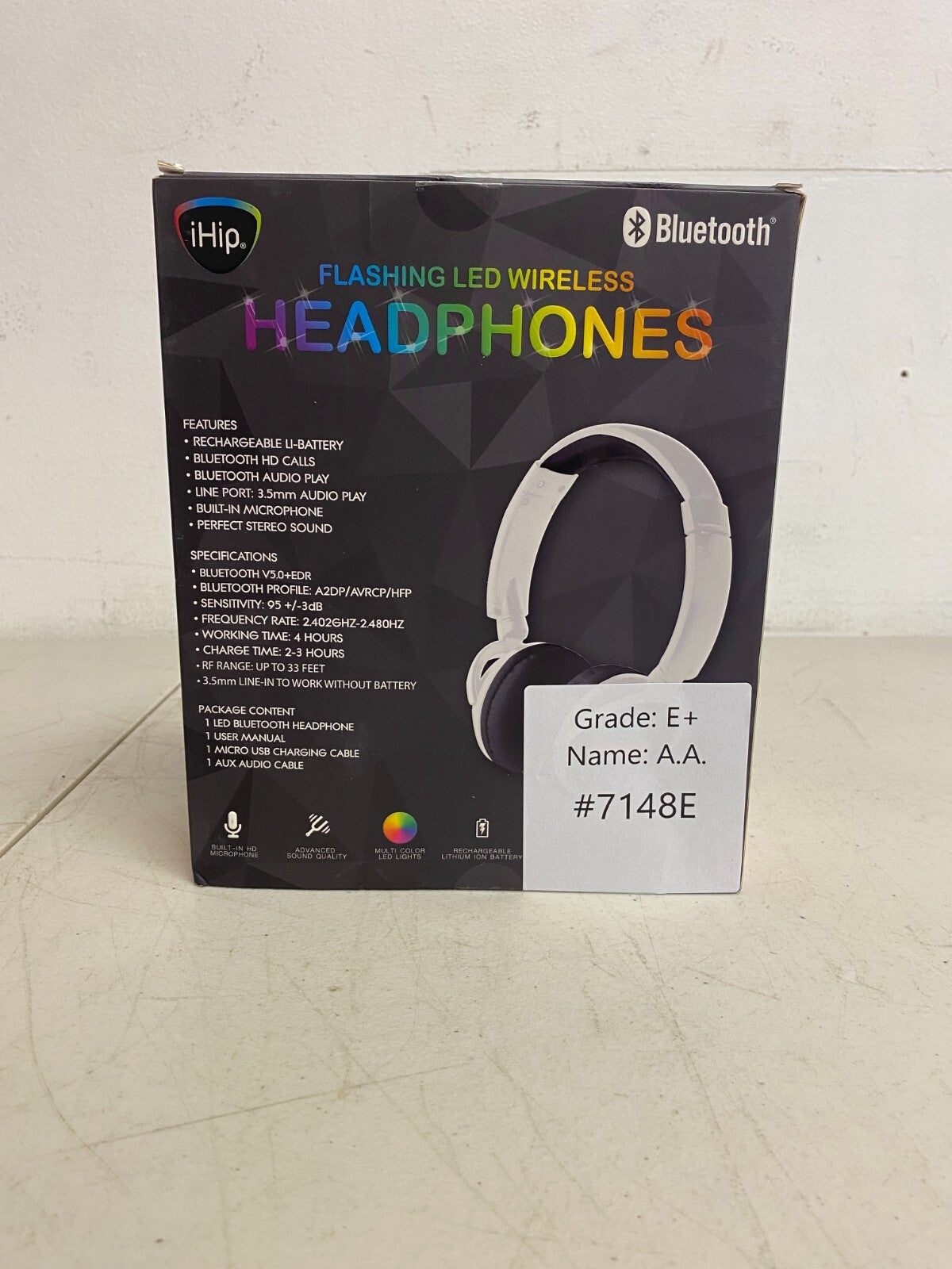 PARTS ONLY* iHip Flashing LED Light Up Bluetooth Wireless Headphones Multi Color