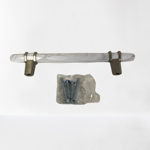 Amerock Carrione 3‑3/4″ Bar Cabinet Pull Marble White/Satin Nickel (TWO PACK)