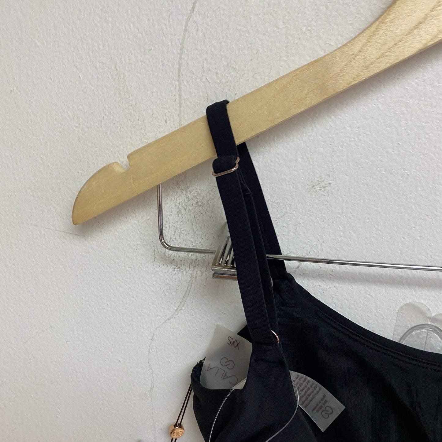 Calia Women's Swim Tie Back Racerback Low Support Bikini Top Pure Black WSA23200