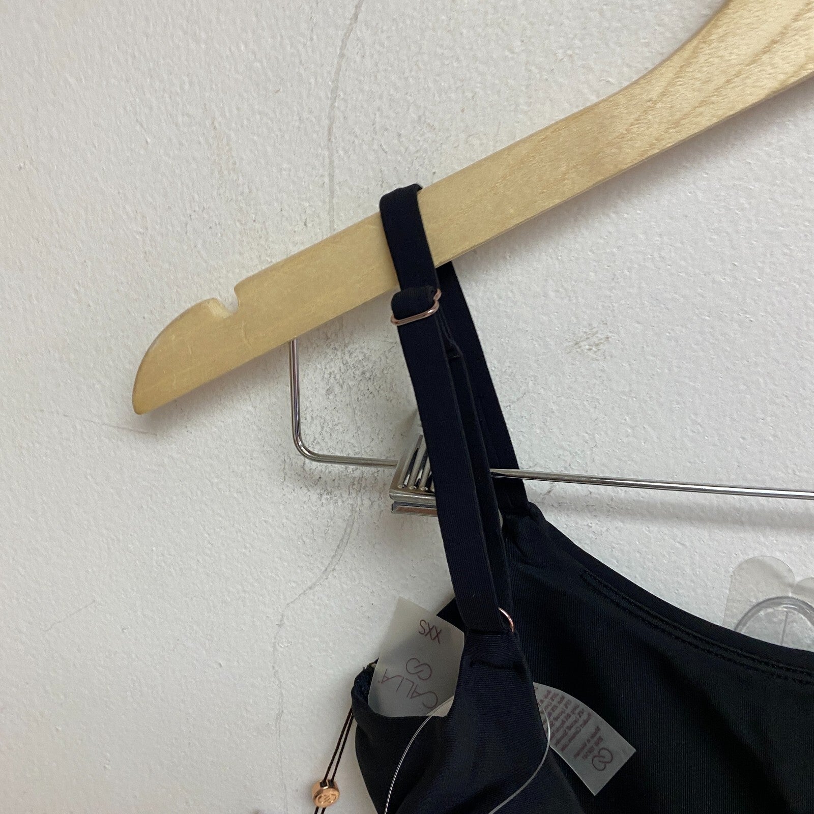 Calia Women's Swim Tie Back Racerback Low Support Bikini Top Pure Black WSA23200