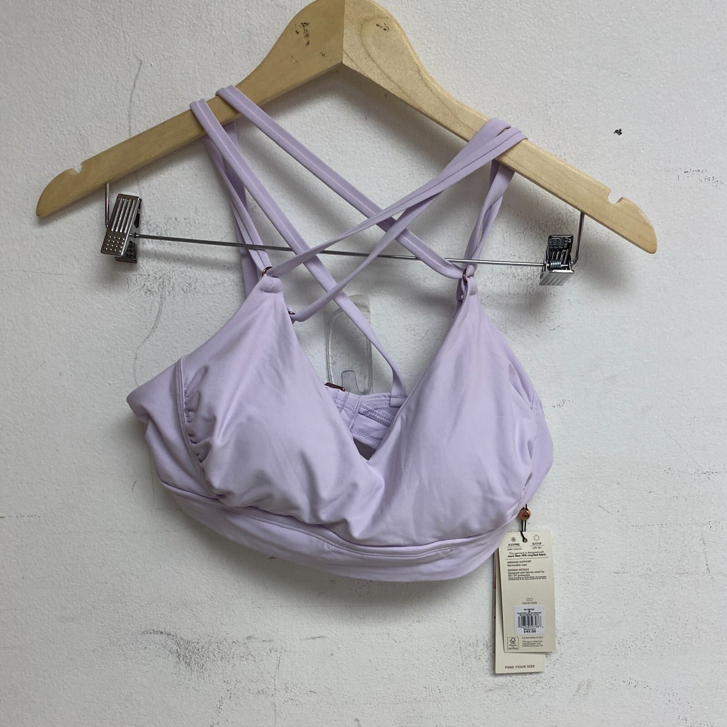 Calia Women's Swim Collection Strappy Back Racerback Bikini Top Blooming Lilac